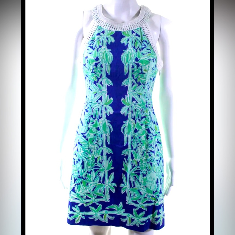 Sz 2 Lilly Pulitzer pink label blue floral dress Rare! 2006